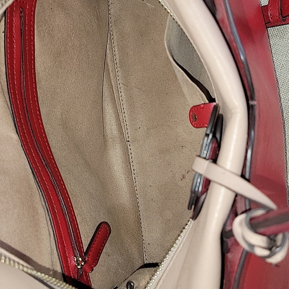 Kate Spade Red and Pink Color-Block Leather Tote  Crossbody Bag - Picture 13 of 16